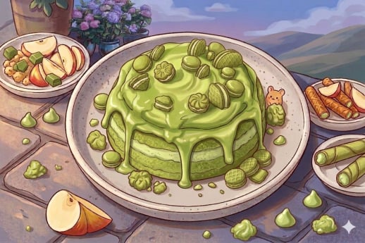 TAMPILAN HIDANGAN MATCHA PIKA ROLL BUN
