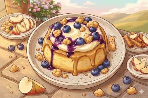 TAMPILAN HIDANGAN BLUEBERRY YOGURT PIKA ROLL BUN