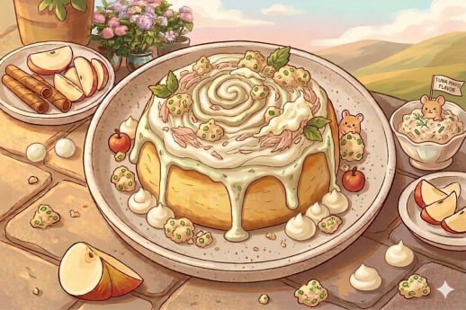 TAMPILAN HIDANGAN CREAM CHEESE PIKA ROLL BUN