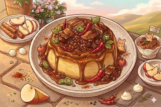 TAMPILAN HIDANGAN HOT BEEF PIKA ROLL BUN