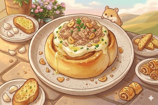 TAMPILAN HIDANGAN TUNA MAYO PIKA ROLL BUN
