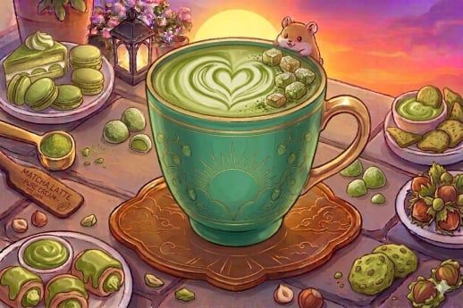 TAMPILAN HIDANGAN MATHA LATTE PIKA ROLL BUN
